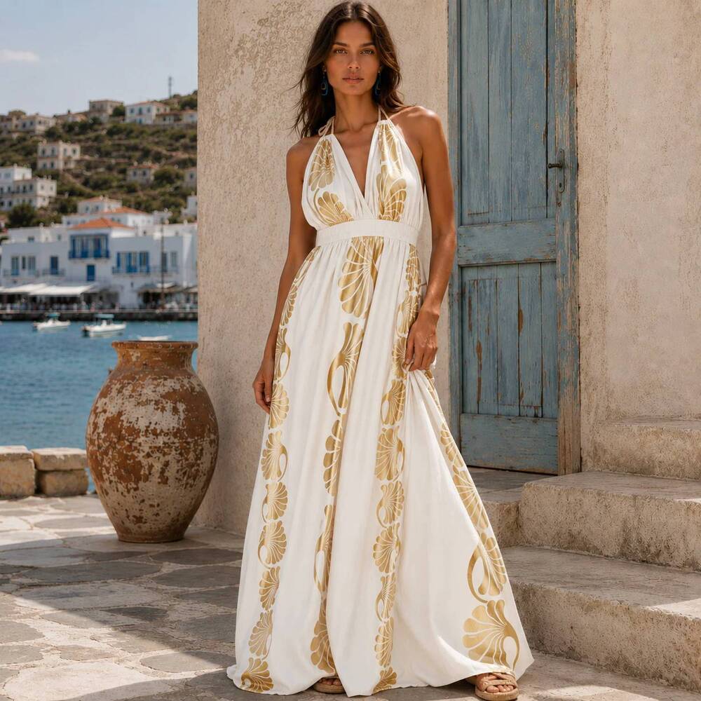 NEW MYSTERY RESORT aphrodite maxi dress in gold